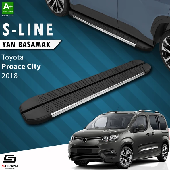 S-Dizayn Toyota Proace City Uzun Şase S-Line Krom Yan Basamak 213 Cm 2018 Üzeri A+ Kalite ürün görseli 1
