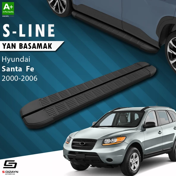 S-Dizayn Hyundai Santa Fe S-Line Siyah Yan Basamak 163 Cm 2000-2006 A+ Kalite ürün görseli 1