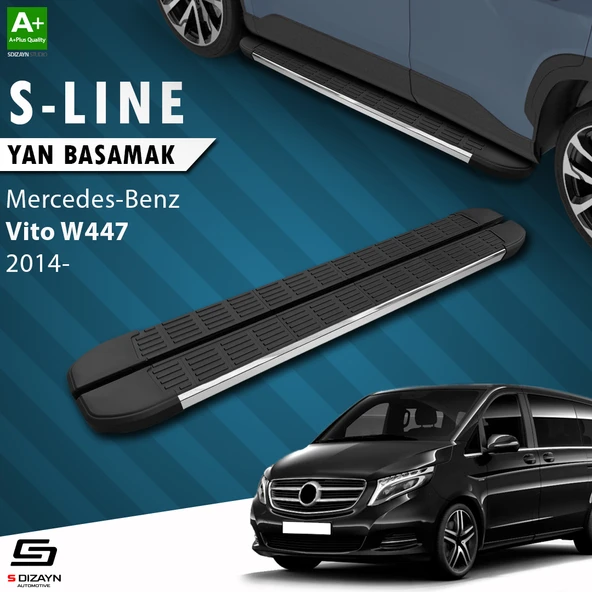 S-Dizayn Mercedes Vito W447 Kısa Şase S-Line Krom Yan Basamak 233 Cm 2014 Üzeri A+ Kalite ürün görseli 1