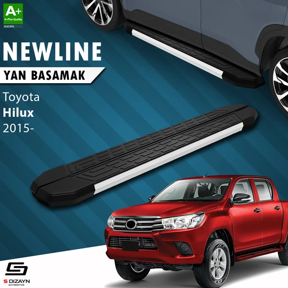 S-Dizayn Toyota Hilux 8 NewLine Aluminyum Yan Basamak 203 Cm 2015 Üzeri A+ Kalite ürün görseli 1
