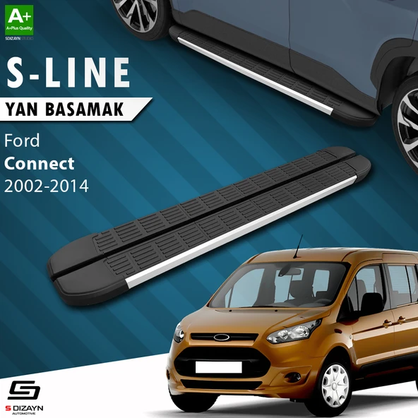 S-Dizayn Ford Connect Uzun Şase S-Line Aluminyum Yan Basamak 203 Cm 2002-2014 A+ Kalite ürün görseli 1