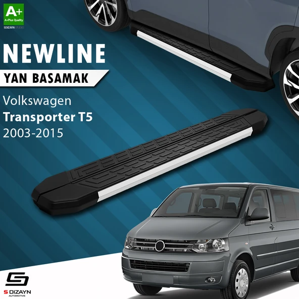 S-Dizayn VW Transporter T5 Kısa Şase NewLine Aluminyum Yan Basamak 213 Cm 2003-2010 A+ Kalite ürün görseli 1