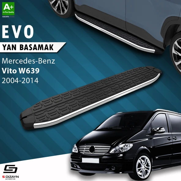 S-Dizayn Mercedes Vito W639 Uzun Şase Evo Krom Yan Basamak 253 Cm 2004-2014 A+ Kalite ürün görseli 1