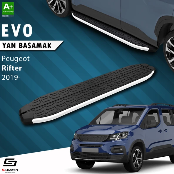 S-Dizayn Peugeot Rifter Uzun Şase Evo Aluminyum Yan Basamak 213 Cm 2019 Üzeri A+ Kalite ürün görseli 1