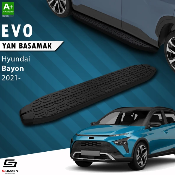 S-Dizayn Hyundai Bayon Evo Siyah Yan Basamak 173 Cm 2021 Üzeri A+ Kalite ürün görseli 1