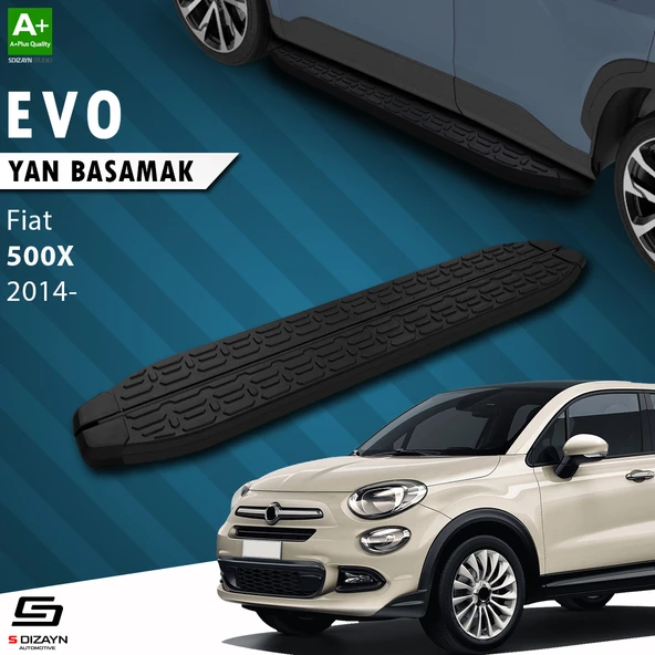 S-Dizayn Fiat 500X Evo Siyah Yan Basamak 173 Cm 2014 Üzeri A+ Kalite ürün görseli 1