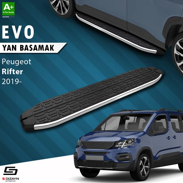 S-Dizayn Peugeot Rifter Uzun Şase Evo Krom Yan Basamak 213 Cm 2019 Üzeri A+ Kalite ürün görseli 1
