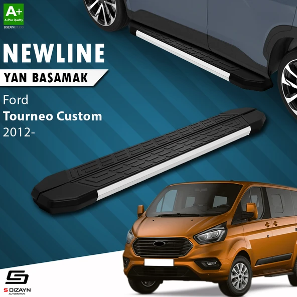 S-Dizayn Ford Tourneo Custom Uzun Şase NewLine Aluminyum Yan Basamak 243 Cm 2012-2023 A+ Kalite ürün görseli 1