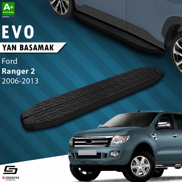 S-Dizayn Ford Ranger 2 Evo Siyah Yan Basamak 193 Cm 2006-2013 A+ Kalite ürün görseli 1