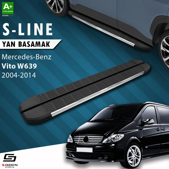 S-Dizayn Mercedes Vito W639 Uzun Şase S-Line Krom Yan Basamak 253 Cm 2004-2014 A+ Kalite ürün görseli 1