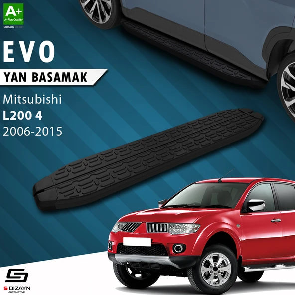 S-Dizayn Mitsubishi L200 4 Evo Siyah Yan Basamak 193 Cm 2006-2015 A+ Kalite ürün görseli 1