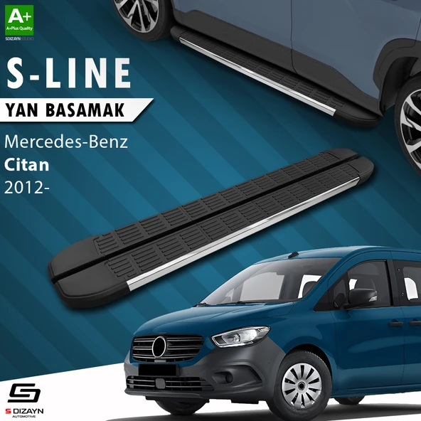 S-Dizayn Mercedes Citan Uzun Şase S-Line Krom Yan Basamak 223 Cm 2012-2021 A+ Kalite ürün görseli 1