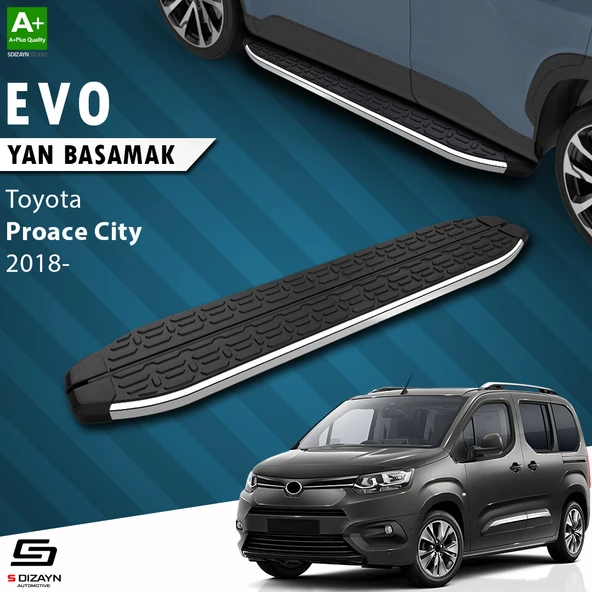 S-Dizayn Toyota Proace City Uzun Şase Evo Krom Yan Basamak 213 Cm 2018 Üzeri A+ Kalite ürün görseli 1