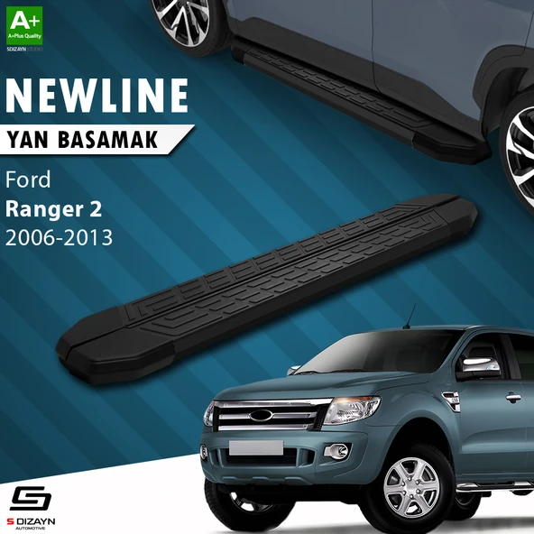 S-Dizayn Ford Ranger 2 NewLine Siyah Yan Basamak 193 Cm 2006-2013 A+ Kalite ürün görseli 1