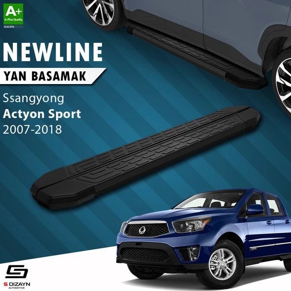 S-Dizayn Ssangyong Actyon Sports NewLine Siyah Yan Basamak 203 Cm 2007-2018 A+ Kalite ürün görseli 1