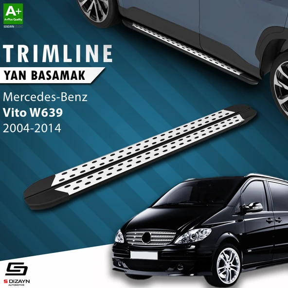 S-Dizayn Mercedes Vito W639 Uzun Şase TrimLine Gri Yan Basamak 260 Cm 2004-2014 A+ Kalite ürün görseli 1