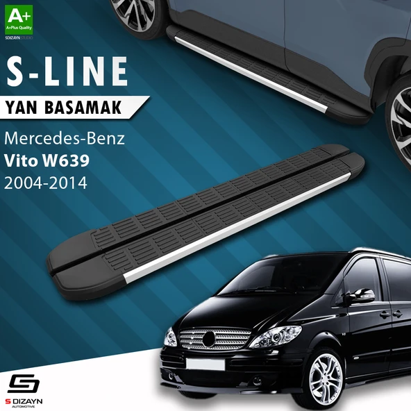 S-Dizayn Mercedes Vito W639 Kısa Şase S-Line Aluminyum Yan Basamak 233 Cm 2004-2014 A+ Kalite ürün görseli 1