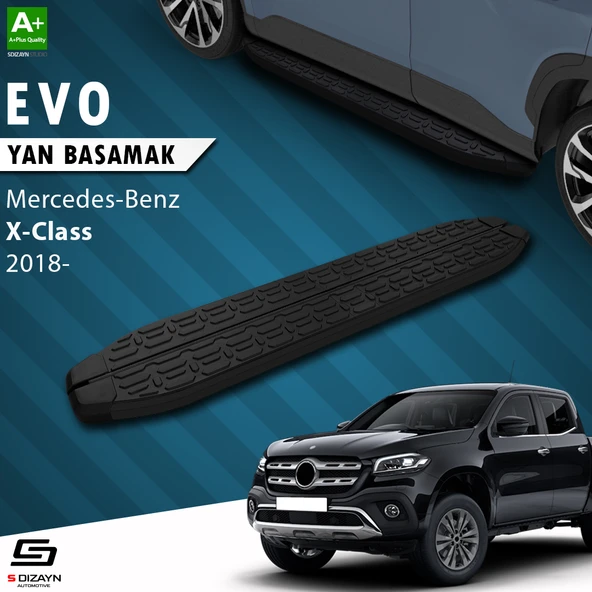 S-Dizayn Mercedes X-Class Evo Siyah Yan Basamak 203 Cm 2018-2020 A+ Kalite ürün görseli 1