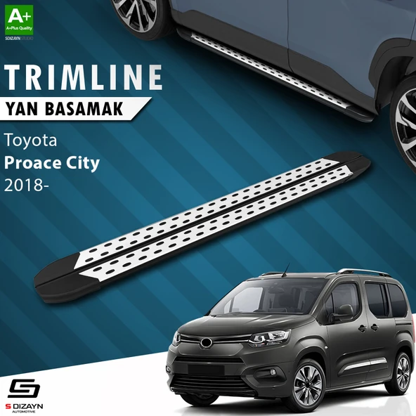 S-Dizayn Toyota Proace City Kısa Şase TrimLine Gri Yan Basamak 202 Cm 2018 Üzeri A+ Kalite ürün görseli 1