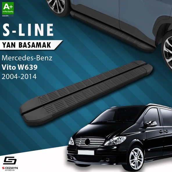 S-Dizayn Mercedes Vito W639 Kısa Şase S-Line Siyah Yan Basamak 233 Cm 2004-2014 A+ Kalite ürün görseli 1