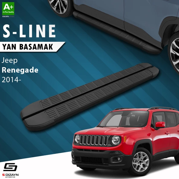 S-Dizayn Jeep Renegade S-Line Siyah Yan Basamak 173 Cm 2014 Üzeri A+ Kalite ürün görseli 1