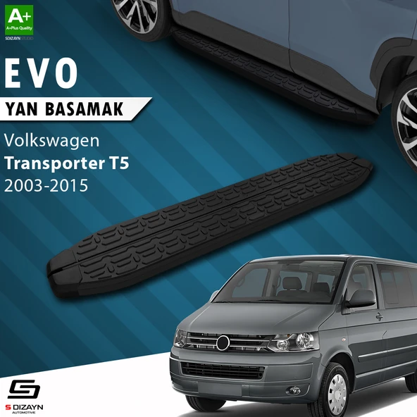 S-Dizayn VW Transporter T5 Kısa Şase Evo Siyah Yan Basamak 213 Cm 2003-2015 A+ Kalite ürün görseli 1