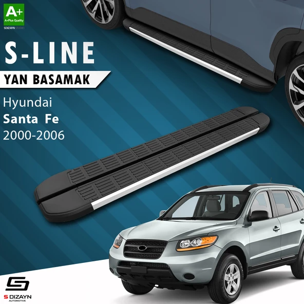 S-Dizayn Hyundai Santa Fe S-Line Aluminyum Yan Basamak 163 Cm 2000-2006 A+ Kalite ürün görseli 1