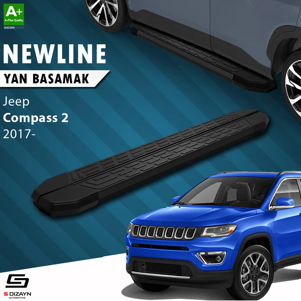 S-Dizayn Jeep Compass 2 NewLine Siyah Yan Basamak 173 Cm 2017 Üzeri A+ Kalite ürün görseli 1