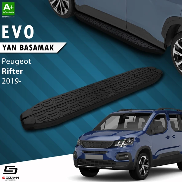 S-Dizayn Peugeot Rifter Evo Siyah Yan Basamak 203 Cm 2019 Üzeri A+ Kalite ürün görseli 1