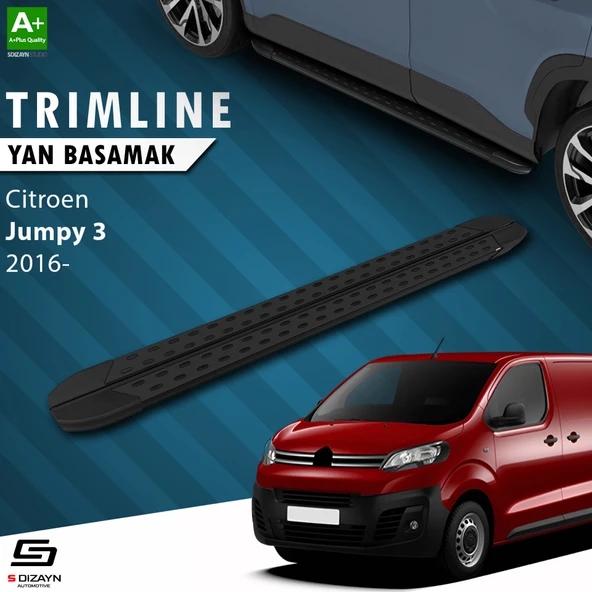 S-Dizayn Citroen Jumpy 3 Uzun Şase TrimLine Siyah Yan Basamak 248 Cm 2016 Üzeri ürün görseli 1