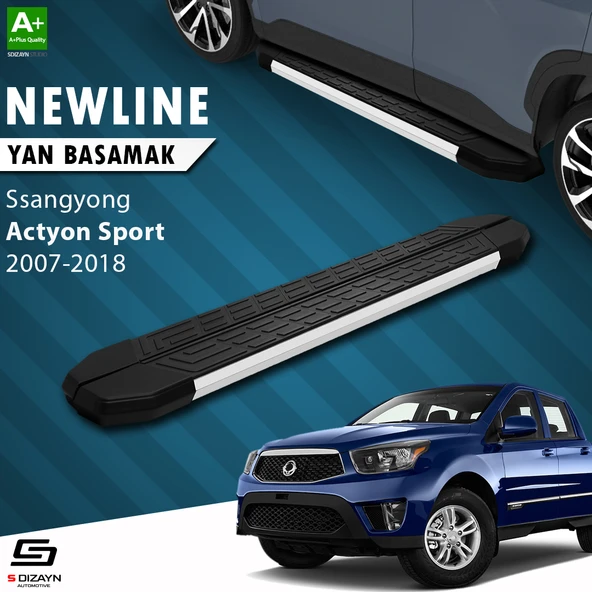 S-Dizayn Ssangyong Actyon Sports NewLine Aluminyum Yan Basamak 203 Cm 2007-2018 A+ Kalite ürün görseli 1