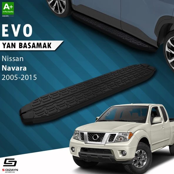 S-Dizayn Nissan Navara 2 Evo Siyah Yan Basamak 203 Cm 2005-2015 A+ Kalite ürün görseli 1
