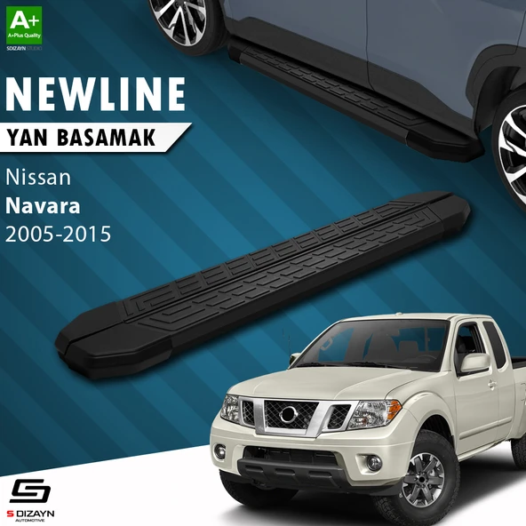 S-Dizayn Nissan Navara 2 NewLine Siyah Yan Basamak 203 Cm 2005-2015 A+ Kalite ürün görseli 1