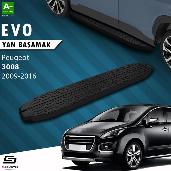 S-Dizayn Peugeot 3008 Evo Siyah Yan Basamak 183 Cm 2009-2016 A+ Kalite ürün görseli 1