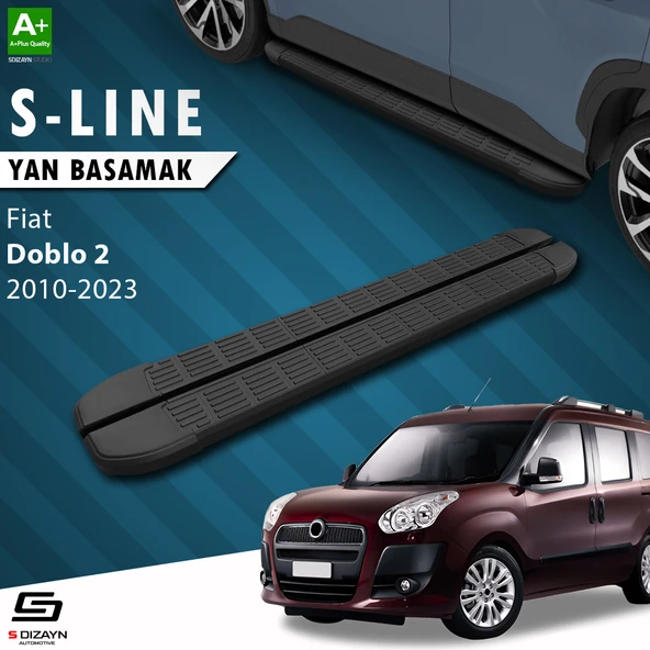 S-Dizayn Fiat Doblo 2 Uzun Şase S-Line Siyah Yan Basamak 223 Cm 2010-2023 A+ Kalite ürün görseli 1