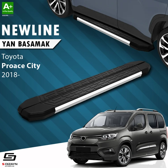 S-Dizayn Toyota Proace City Kısa Şase NewLine Krom Yan Basamak 203 Cm 2018 Üzeri A+ Kalite ürün görseli 1