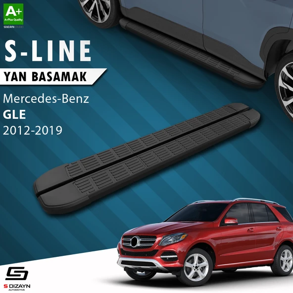 S-Dizayn Mercedes GLE W166 S-Line Siyah Yan Basamak 193 Cm 2012-2019 A+ Kalite ürün görseli 1
