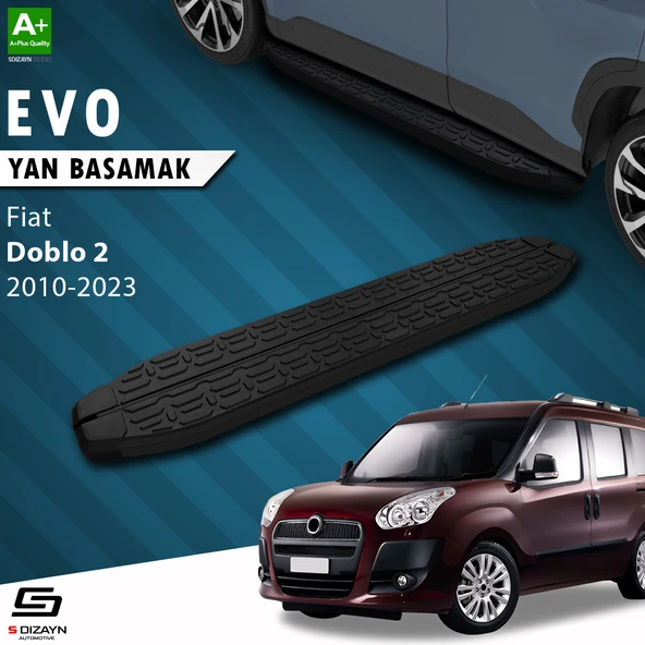 S-Dizayn Fiat Doblo 2 Uzun Şase Evo Siyah Yan Basamak 223 Cm 2010-2023 A+ Kalite ürün görseli 1