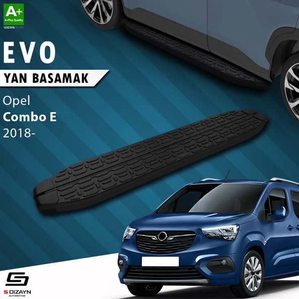 S-Dizayn Opel Combo E Uzun Şase Evo Siyah Yan Basamak 213 Cm 2018 Üzeri A+ Kalite ürün görseli 1