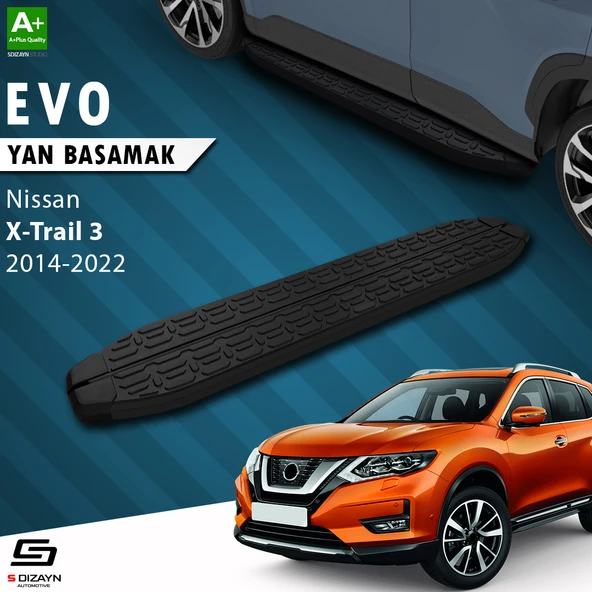 S-Dizayn Nissan X-Trail T32 Evo Siyah Yan Basamak 183 Cm 2014-2022 A+ Kalite ürün görseli 1
