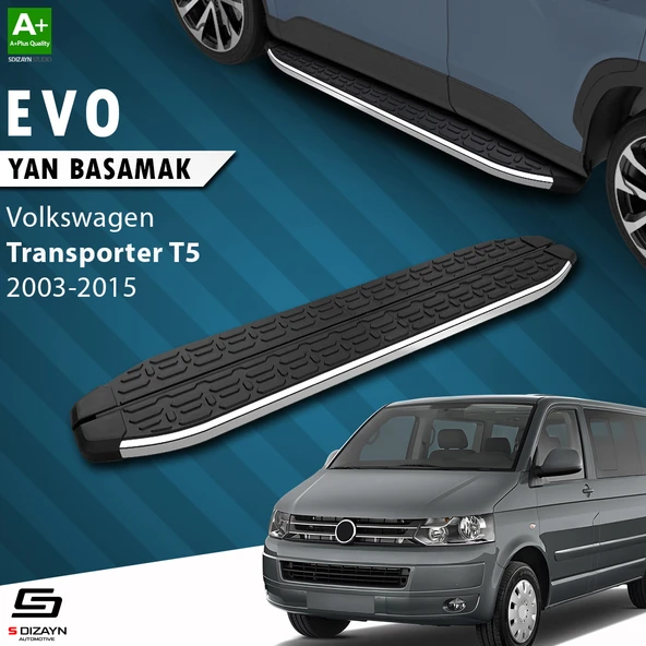 S-Dizayn VW Transporter T5 Kısa Şase Evo Krom Yan Basamak 213 Cm 2003-2015 A+ Kalite ürün görseli 1