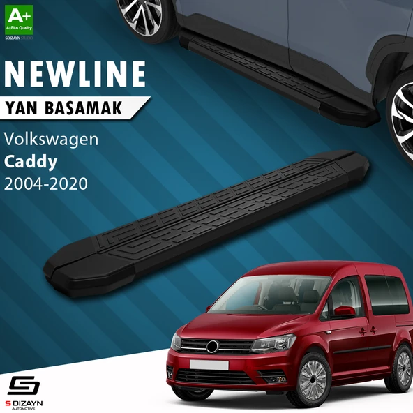 S-Dizayn VW Caddy 3 Uzun Şase NewLine Siyah Yan Basamak 223 Cm 2004-2020 A+ Kalite ürün görseli 1