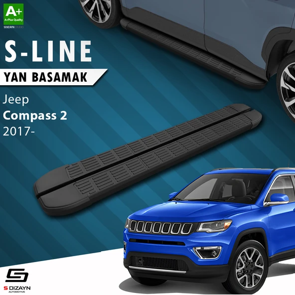 S-Dizayn Jeep Compass 2 S-Line Siyah Yan Basamak 173 Cm 2017 Üzeri A+ Kalite ürün görseli 1