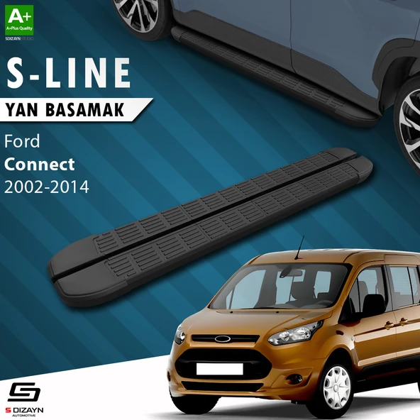 S-Dizayn Ford Connect Uzun Şase S-Line Siyah Yan Basamak 203 Cm 2002-2014 A+ Kalite ürün görseli 1