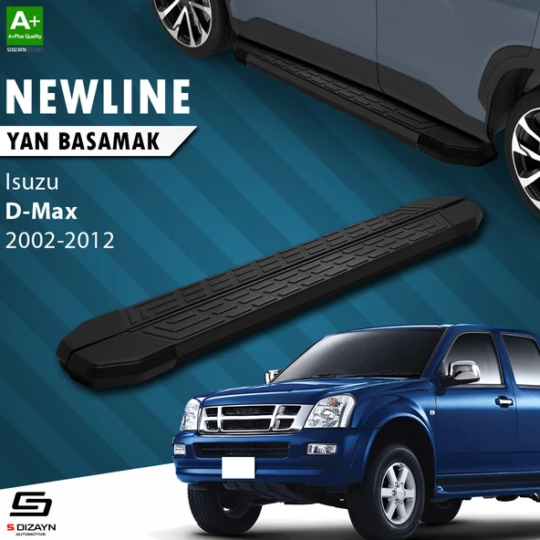 S-Dizayn Isuzu D-Max NewLine Siyah Yan Basamak 203 Cm 2002-2012 A+ Kalite ürün görseli 1
