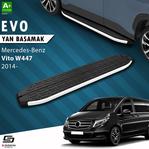 S-Dizayn Mercedes Vito W447 Uzun Şase Evo Aluminyum Yan Basamak 253 Cm 2014 Üzeri A+ Kalite ürün görseli 1