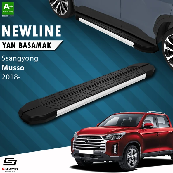 S-Dizayn Ssangyong Musso NewLine Aluminyum Yan Basamak 203 Cm 2018 Üzeri A+ Kalite ürün görseli 1