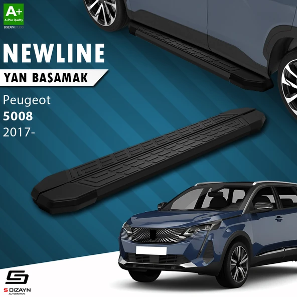 S-Dizayn Peugeot 5008 2 NewLine Siyah Yan Basamak 203 Cm 2017-2023 A+ Kalite ürün görseli 1
