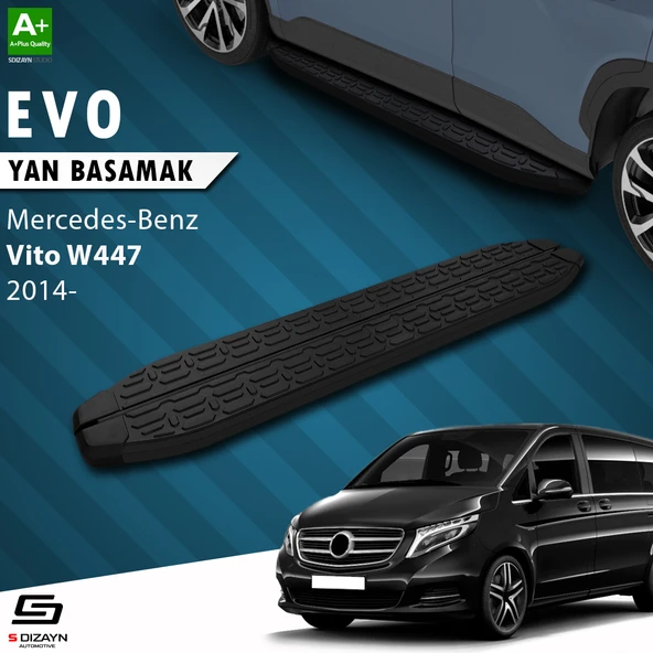 S-Dizayn Mercedes Vito W447 Uzun Şase Evo Siyah Yan Basamak 253 Cm 2014 Üzeri A+ Kalite ürün görseli 1