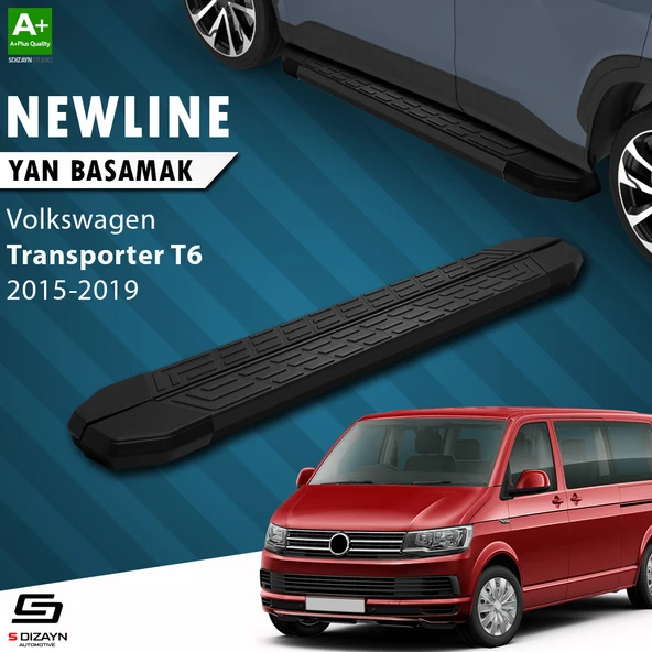 S-Dizayn VW Transporter T6 Uzun Şase NewLine Siyah Yan Basamak 253 Cm 2015-2019 A+ Kalite ürün görseli 1